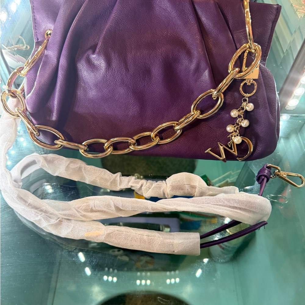 Purple Chain-Embellished Women's Bag
